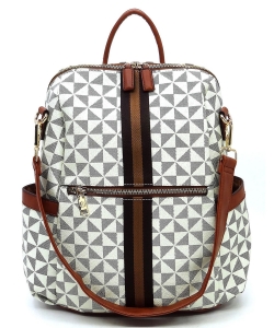 PM Monogram Striped Convertible Backpack PM2706 IVORY